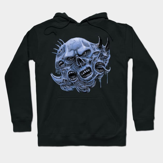 Zombie Mutant Morph Monster Blue Hoodie by Shawnsonart